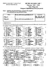 Đề thi Olympic môn Tiếng Anh Lớp 7 - Năm học 2012-2013 - Phòng giáo dục và đào tạo huyện Thanh Oai (Có đáp án)